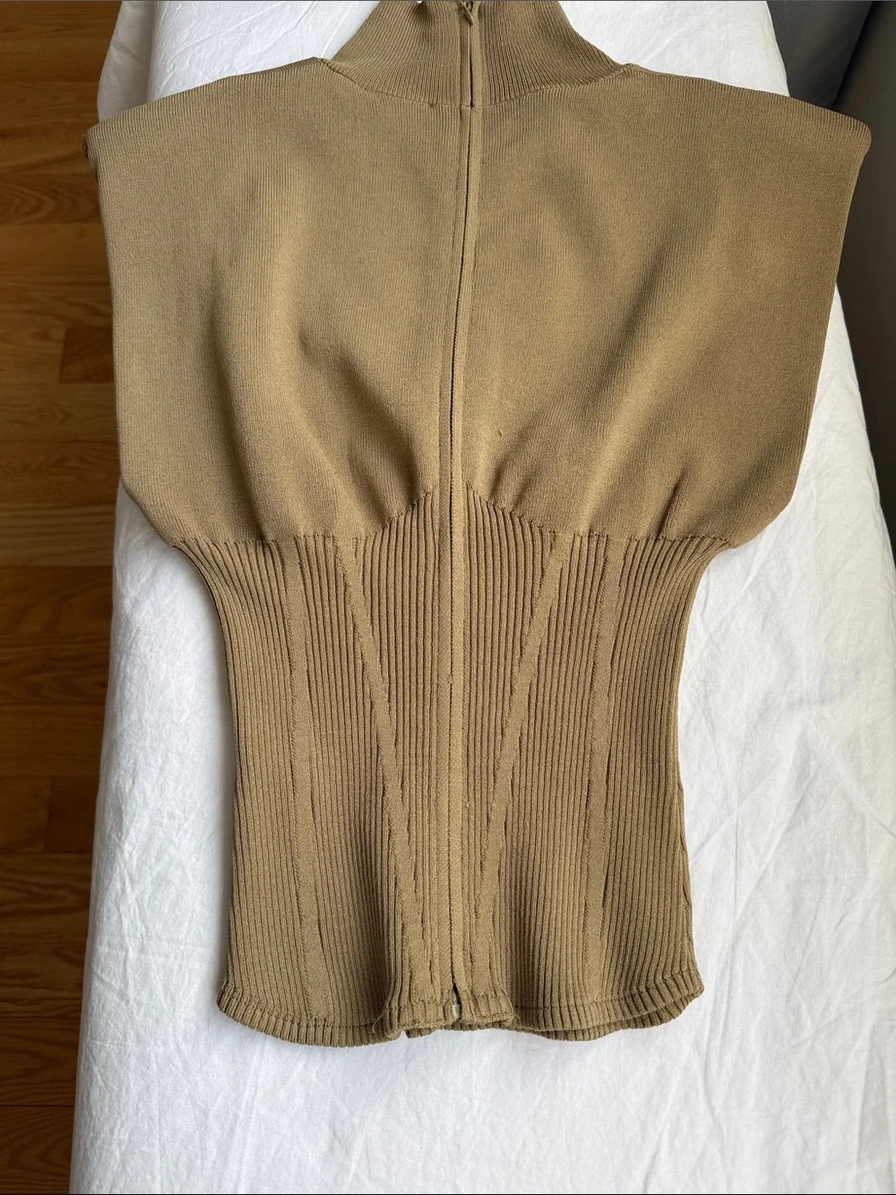 ZARA Camel Knit Sleeveless Mock Neck Top - Picture 3 of 5